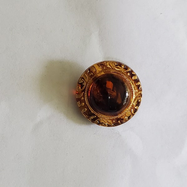 Round Amber Glass Gold Edge Cats Eye Shank Back Vintage Buttons 22L - 11/20" - 14mm Crafts Sewing Jewelry Clothes Knit Crochet (B361B)