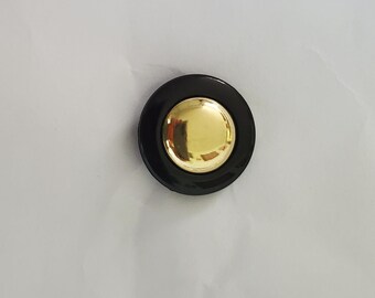 12 Plastic Black & Gold Dome Ctr Shank Vintage Buttons 30L - 3/4" - 19mm (B52)