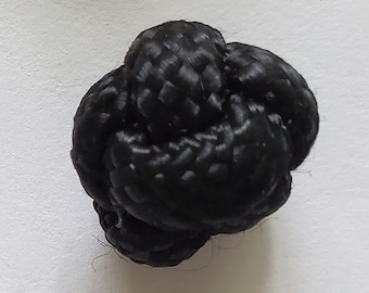 12 botones vintage de rayón negro tejido con forma de cuerda, 24 L, 16 mm (B233B)