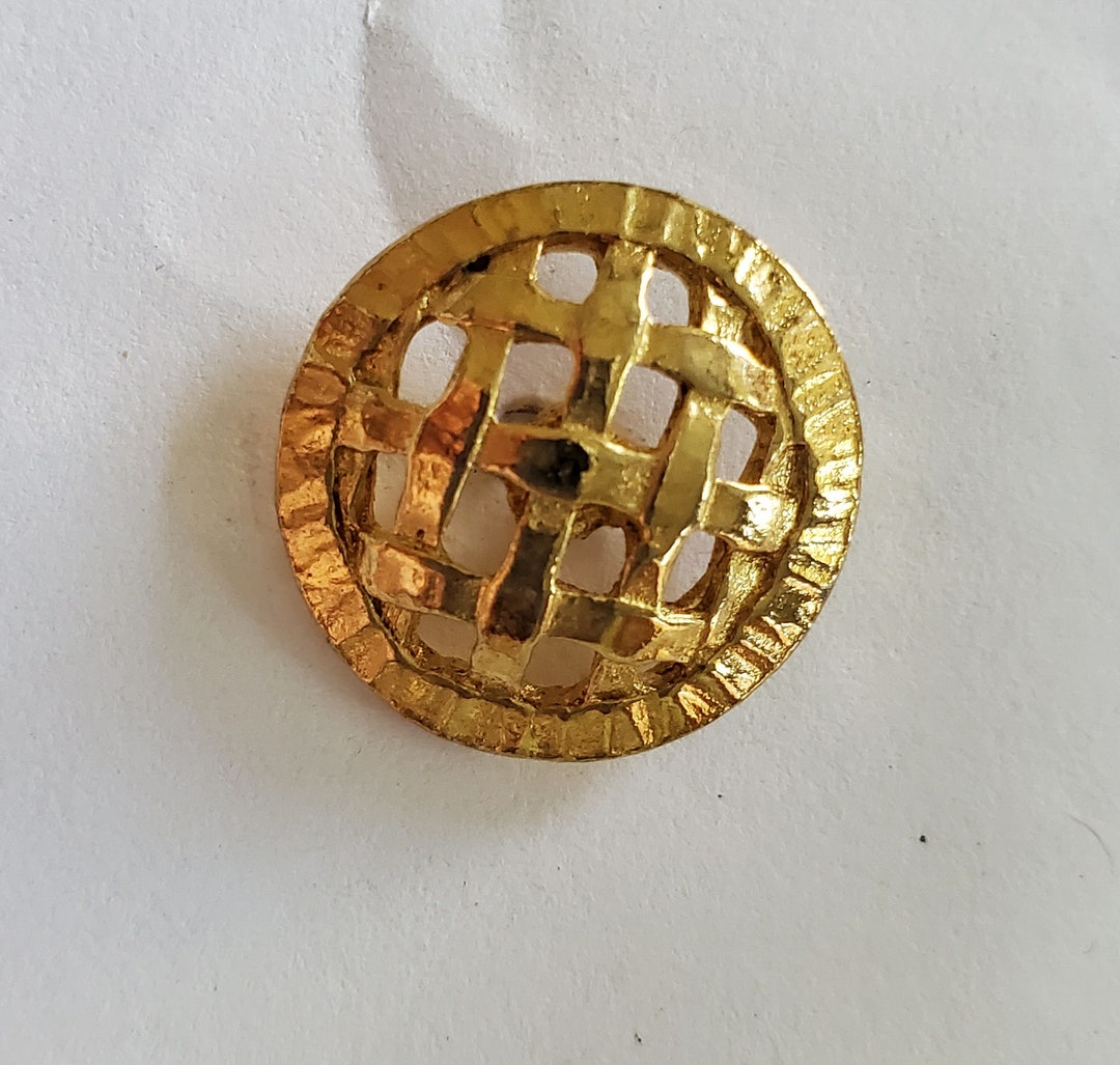 Gold Plated Lattice Castleberry Shank Vintage Buttons 30L - 3/4