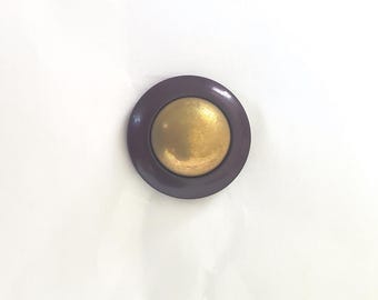 12 Purple Plastic Gold Bronze Dome Shank Back Vintage Buttons 36L - 7/8" - 22mm (B68)