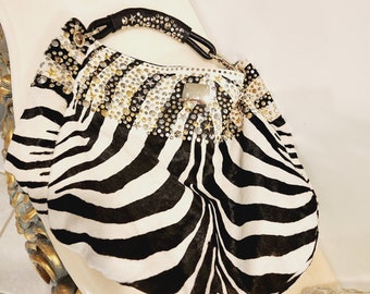 Jimmy Choo Black - White Zebra Print Calf Hair and Leather Jimmy Choo Black - White Zebra Print Calf Hair and Leather