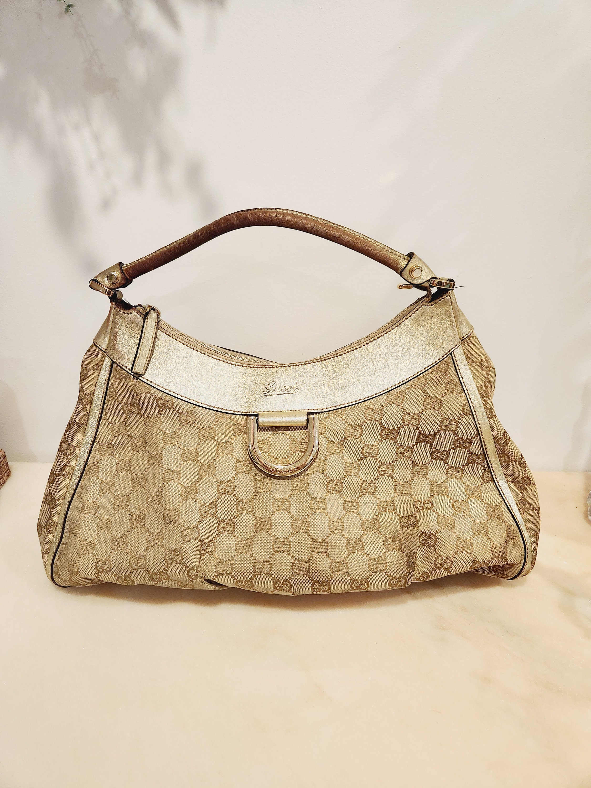 Women's brown monogram Gucci medium horse hobo shoulder bag