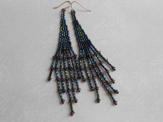 Bugle bead earrings deals