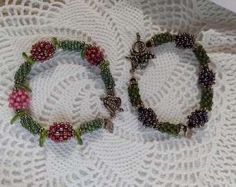 Beaded Berry Bracelet, Raspberry or Blackberry Jewelry