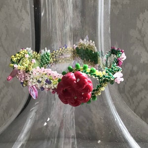 Free Form Flower Garden Bracelet, Purple Alyssum Flower Bracelet, Pink Spring Flower Border Seed Bead Jewelry, Handcrafted Jewelry Gift