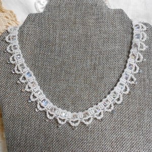Pearl White Seed Bead Necklace, Matching Bracelet, Crystal Bridal Jewelry Set, Special Occasion Jewelry Set, Gift for Her, Bridal Necklace