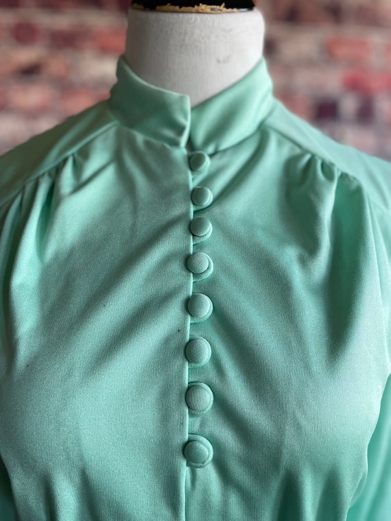Vintage 1970s Mint Green Maxi | Prom Dress | Form… - image 4