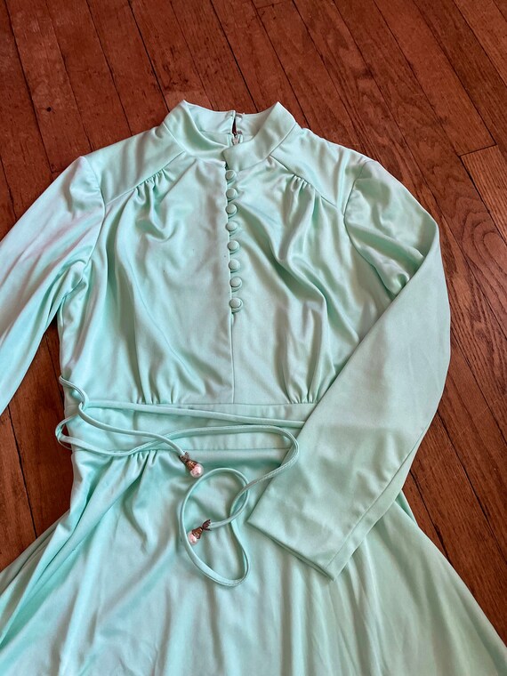 Vintage 1970s Mint Green Maxi | Prom Dress | Form… - image 8