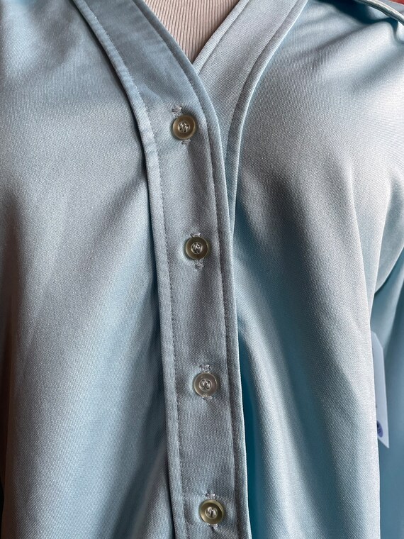 Vintage 1970s Light Blue Blouse | Button up Top |… - image 8