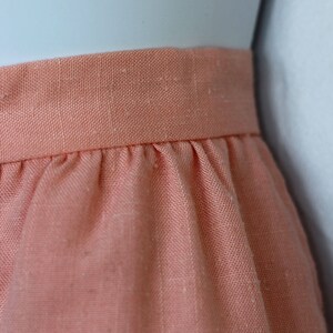 Vintage 1980s Small Peach Skirt | Size 2 Button Skirt | Size 4 Pocket Skirt | Pink Summer Skirt | Fitted Teacher Skirt | High Waisted Skirt