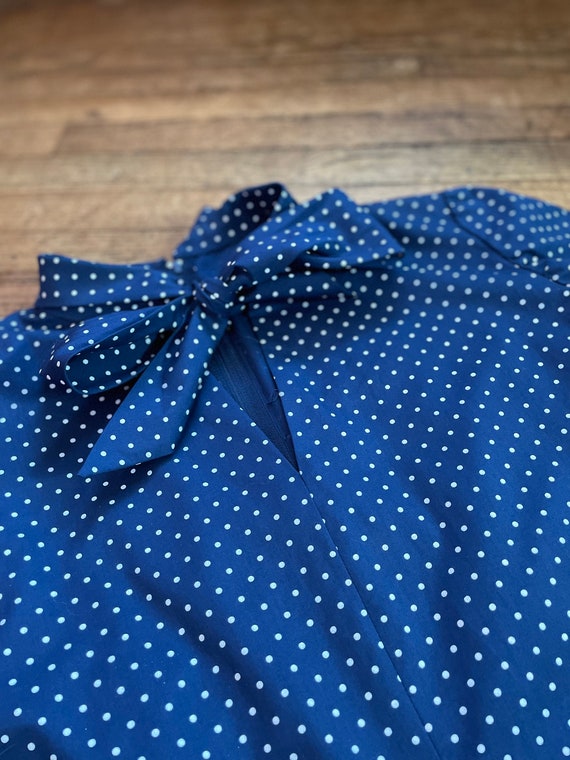 Vintage 1960s Polka Dot Dress | Dark Blue Dress |… - image 6