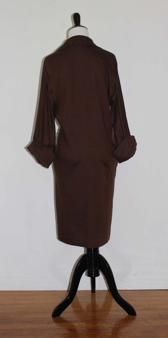 Vintage 1980s Striped Shirt Dress | Brown Dress |… - image 5