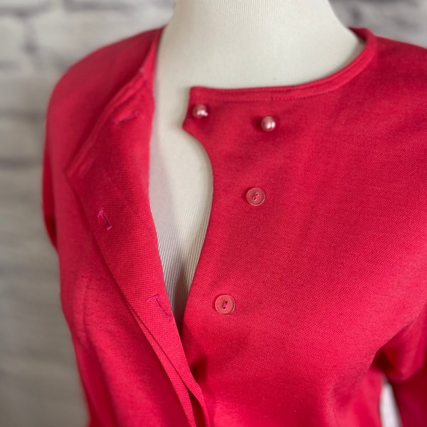 Vintage 1980s Red Day Dress | Halmode Petites | Secretary Dress | Medium Large Dress | Business Casual Dress