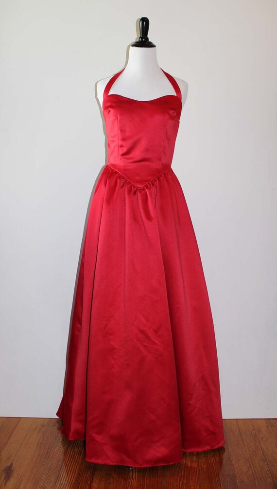 Vintage 1980s Red Halter Dress | Formal Dress | B… - image 4