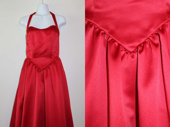 Vintage 1980s Red Halter Dress | Formal Dress | B… - image 3