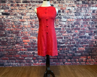 Vintage 1960s Shift Dress | Kelly Arden Dress | Red Dress | Mini Dress | Tank Dress | Summer Womens Dress | Mod Dress