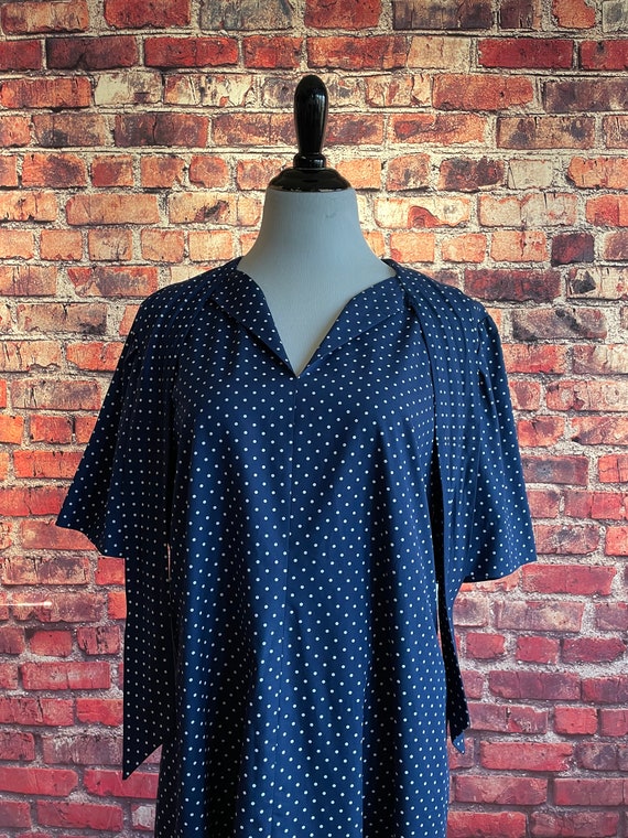 Vintage 1960s Polka Dot Dress | Dark Blue Dress |… - image 5