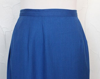 Vintage 1980s Blue Pocket Skirt | High Waisted Skirt | Size 8 Office Skirt | Summer Pencil Skirt | Small Secretary Skirt | Monochromatic