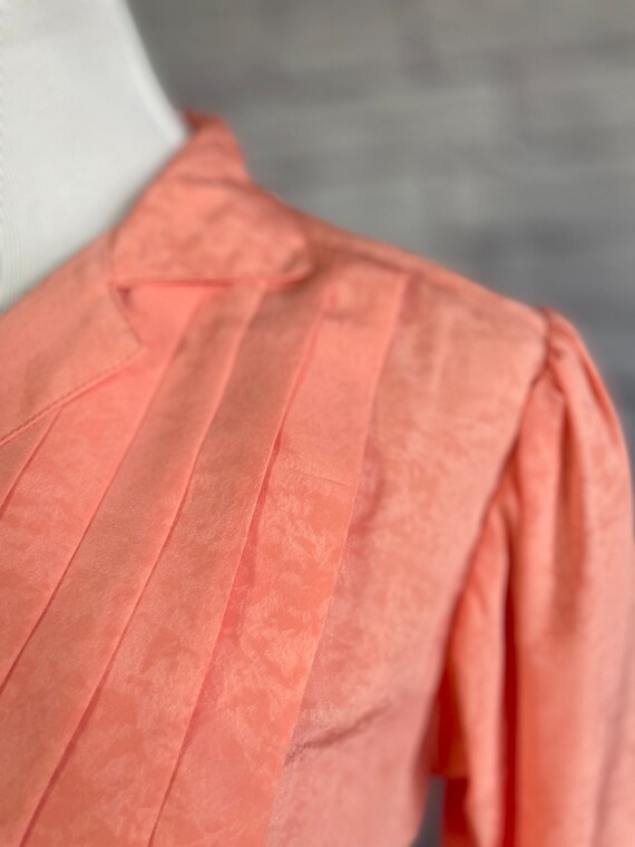 Vintage 1980s Peach Pleated Dress | Simple Casual… - image 6