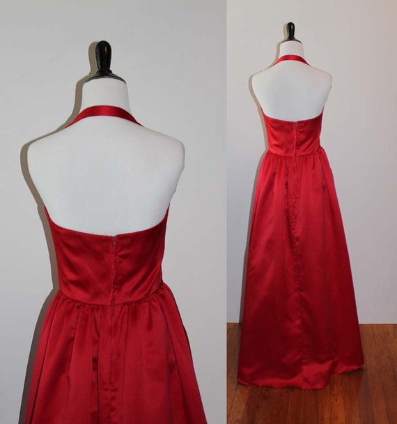 Vintage 1980s Red Halter Dress | Formal Dress | B… - image 2