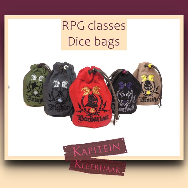 Sacs de dés pour les cours de RPG