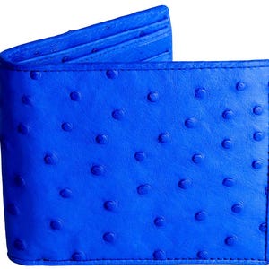 Blue Ostrich Wallet With Matching Interior → Genuine Ostrich Skin Inside & Out → Men's Exotic Wallets