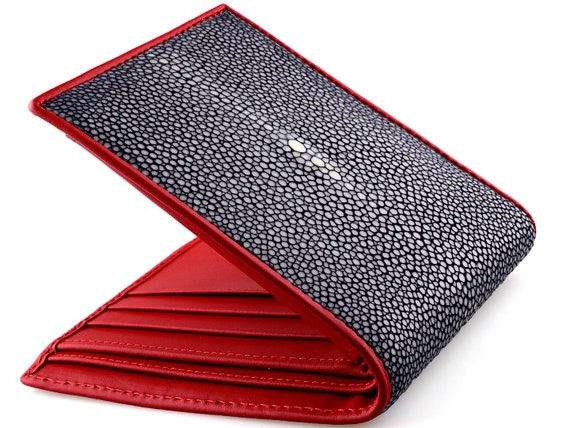 Thick Red Genuine Stingray Leather Wallet