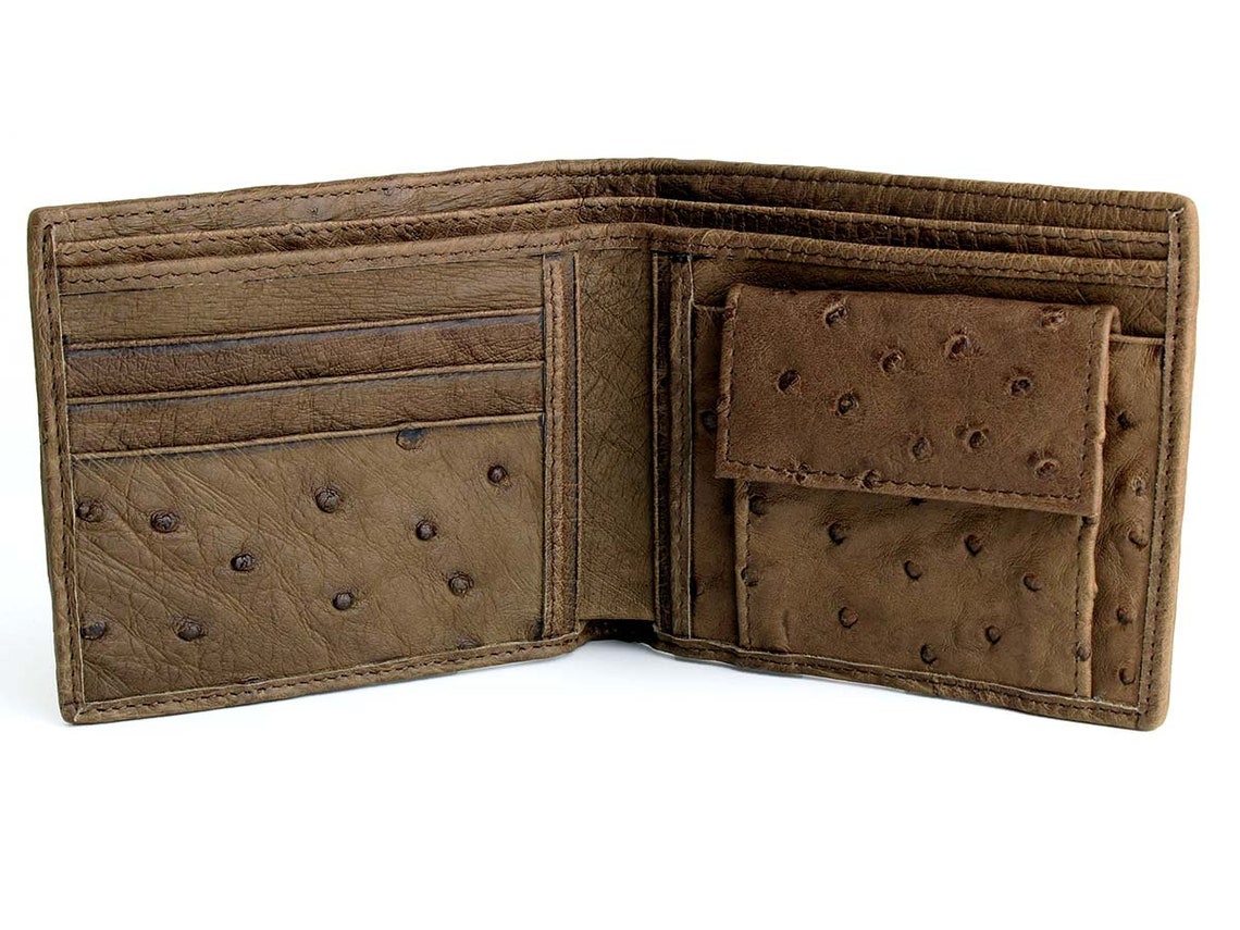 Ostrich Wallet Genuine Ostrich Leather Brown Ostrich Skin Etsy