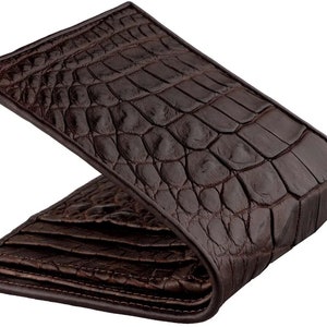 Cartera de cocodrilo marrón → Cartera de piel de cocodrilo genuina → Cartera de piel de cocodrilo e interior de cocodrilo a juego