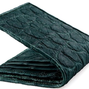 Portefeuille en alligator vert → Portefeuille en peau d'alligator émeraude → Portefeuille en alligator véritable et intérieur en alligator