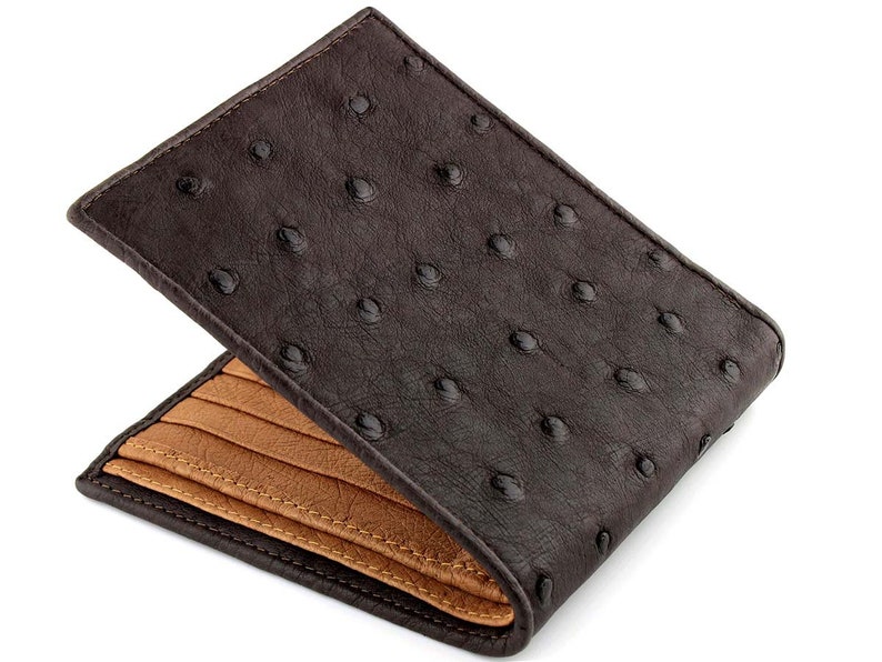 Ostrich Wallet Genuine Ostrich Leather Wallet Brown & Tan Etsy