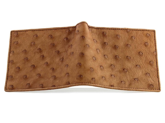 Black Genuine Ostrich Skin Leather Men/'s Bifold Wallets
