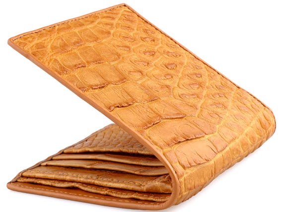 Tan Alligator Wallet → Genuine Alligator Skin → Matching Gator Leather Inside → Men's Exotic Wallets