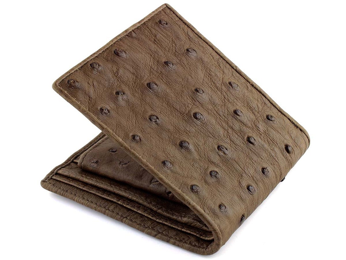 Ostrich Wallet Genuine Ostrich Leather Brown Ostrich Skin Etsy