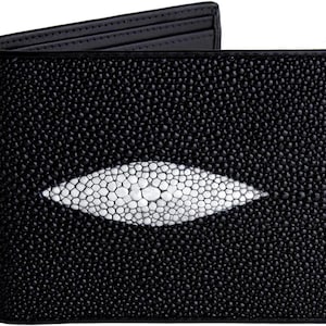 Carteira Stingray → Carteira clássica de couro Stingray Diamond → Carteira de pele de arraia genuína