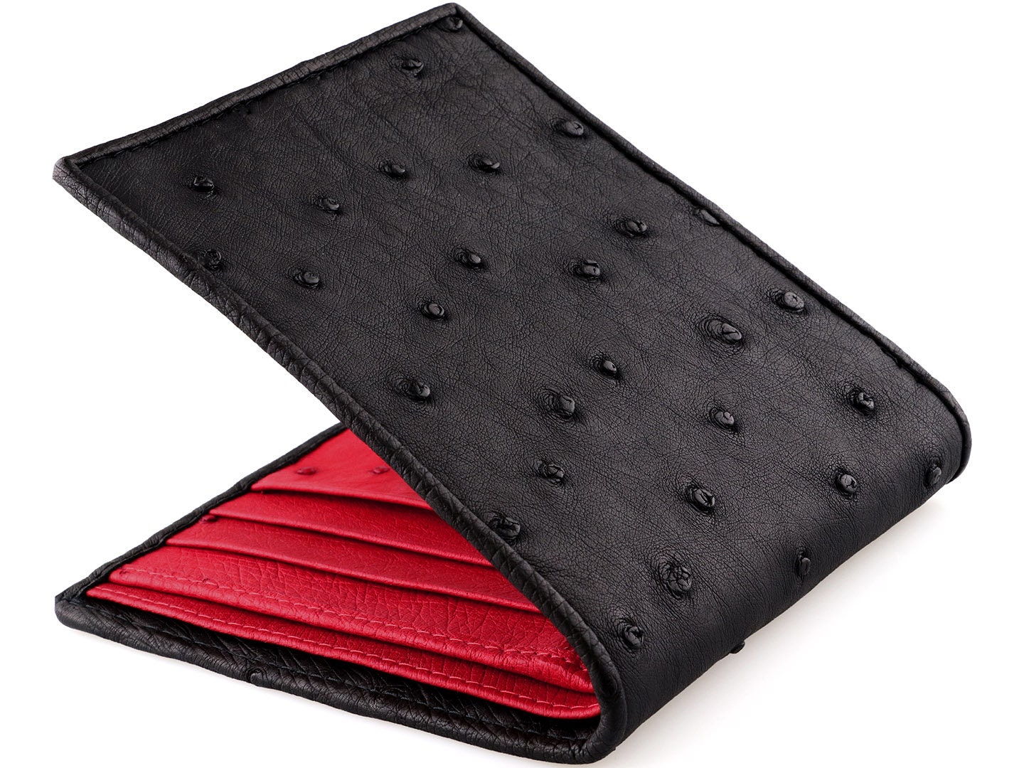 Black Ostrich Wallet Genuine Ostrich Skin Wallet Black Etsy