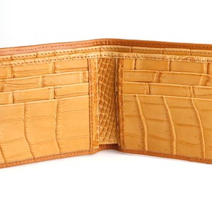 Interior View Of A Tan Alligator Skin Wallet Mens Alligator Wallet with Gator Leather Interior