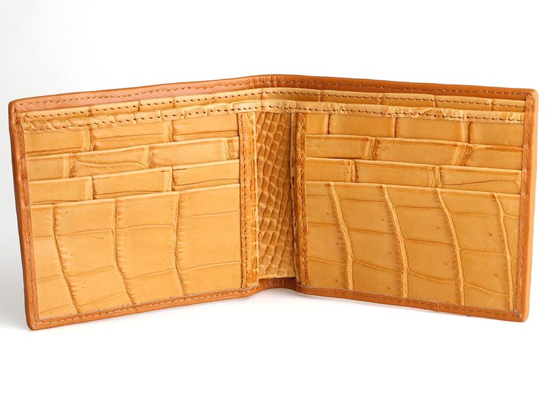 Interior View Of A Tan Alligator Skin Wallet Mens Alligator Wallet with Gator Leather Interior