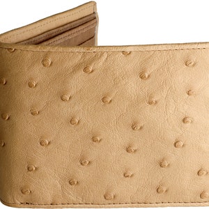 Cartera de avestruz → Cartera de cuero genuino de avestruz → Cartera de piel de avestruz color canela → Interior de cuero de avestruz marrón → Cartera de pluma de avestruz