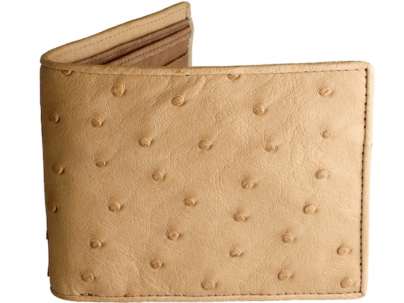 Light Brown Tan Ostrich Leather Wallet