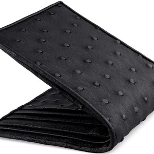 Black Ostrich Wallet → Genuine Ostrich Quill Leather Inside & Out → Men&#39;s Exotic Wallets
