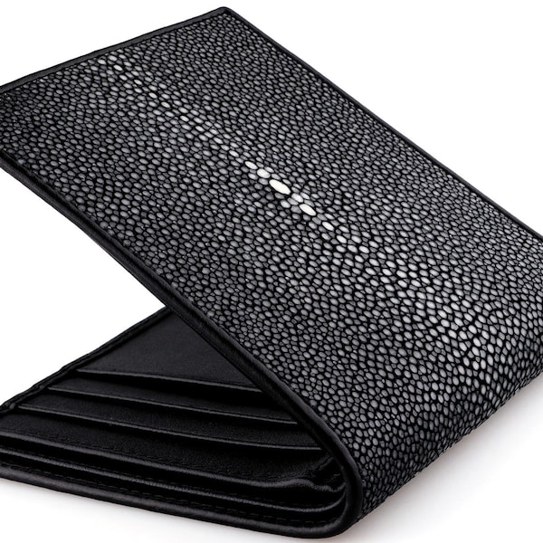 Black Stingray Wallet → Real Stingray Skin Wallet → Polished Black Stingray Leather Wallets