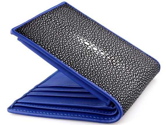 Blue Stingray Skin Leather Long Wallet