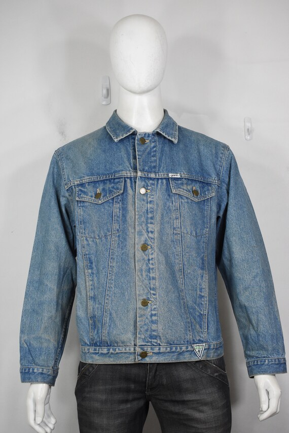 guess denim jacket with pearls