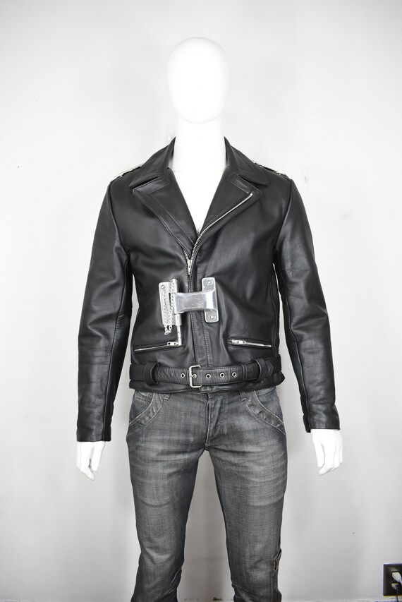 vintage leather motorcycle jacket 42 90's industri