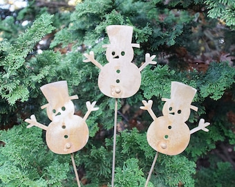 Metal Snowman Set - Garden Art