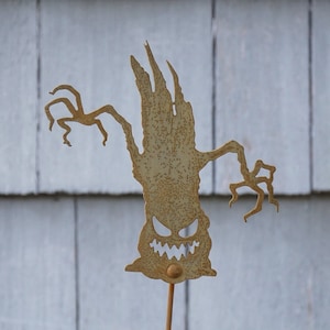 Metal Halloween Scary Tree Jack O-Lantern Face- Garden Art