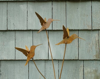 Metal Hummingbird Set - Garden Art