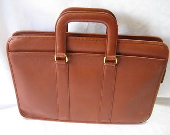 Vintage Brown Genuine Leather Business Briefcase Attache